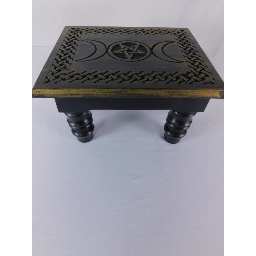 Triple Moon Pentacle Altar Table New Age Imports Wicca Witchcraft Ritual - Picture 2 of 11